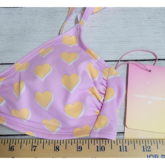 Stoney Clover Lane x Target Flutter Strap Heart Print Bralette Bikini Top XS - Picture 2 of 8